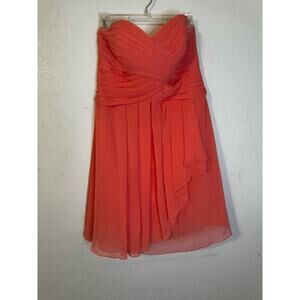 David’s Bridal Strapless Evening Cocktail Dress Short Coral‎ Size 10